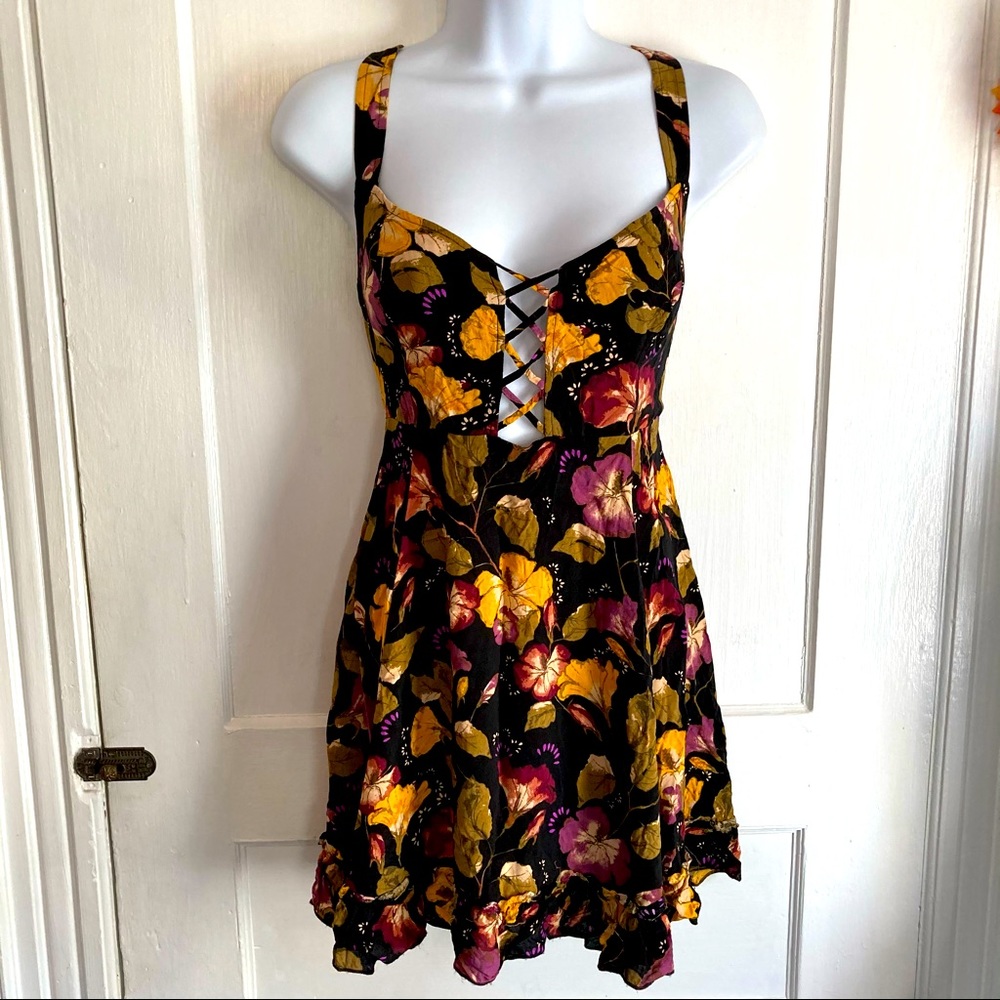 Free people floral mini skater dress